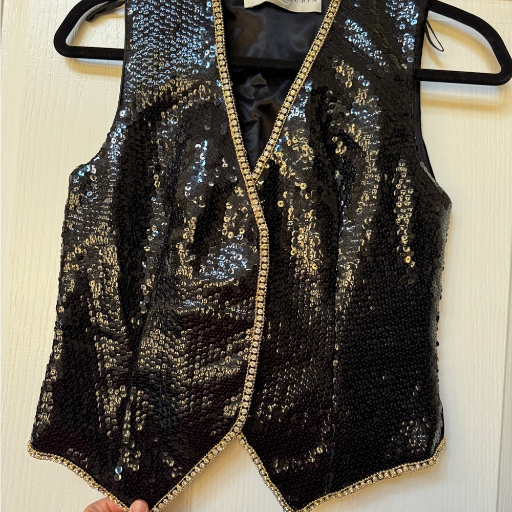 Lillie Rubin Black Vest with Gold Embellishments